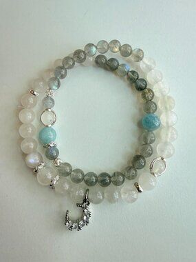 Labradorite Quartz Bracelet Unisex Layered Style